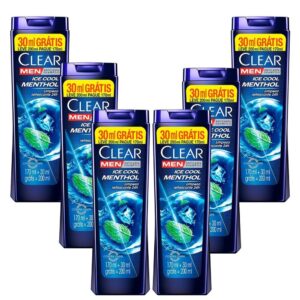 Kit c 6 Shampoo Anticaspa Ice Cool Menthol Clear Men 200ml
