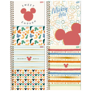 Kit Cadernos Universitário 10 Matérias 160 Páginas Capa Dura Mickey