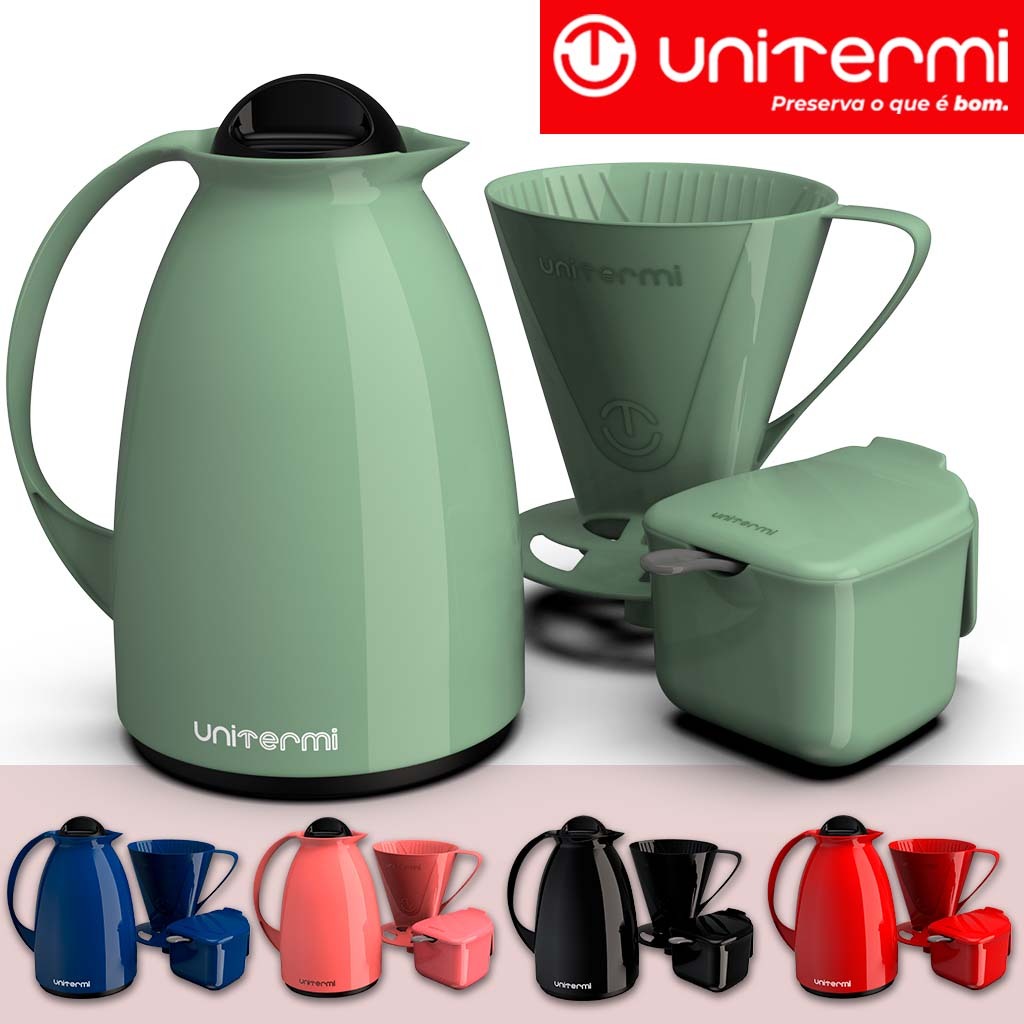 Kit Café Prático Unitermi Garrafa Térmica Bule 650ml Para Café — Cozinha e Utensílios