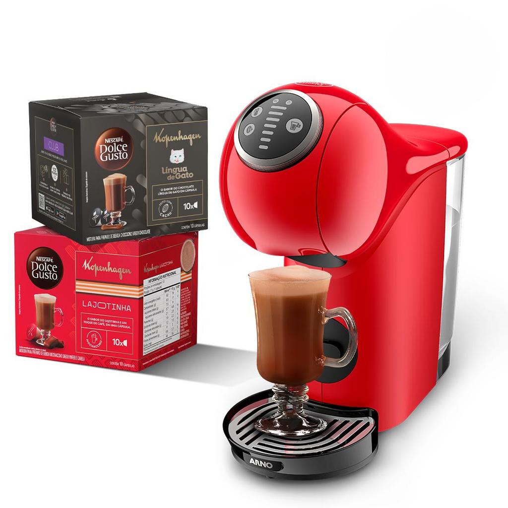 Kit Cafeteira Dolce Gusto Genio S Plus Vermelha Bebidas Kopenhagen — Eletroportáteis