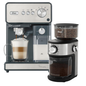Kit Cafeteira Espresso PrimaLatte Inox e Moedor de Café Precision 18