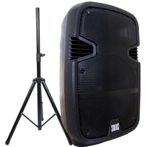 Kit Caixa De Som Bluetooth Amplificada Solus 12 Cs120 Lite Tripé Sm032