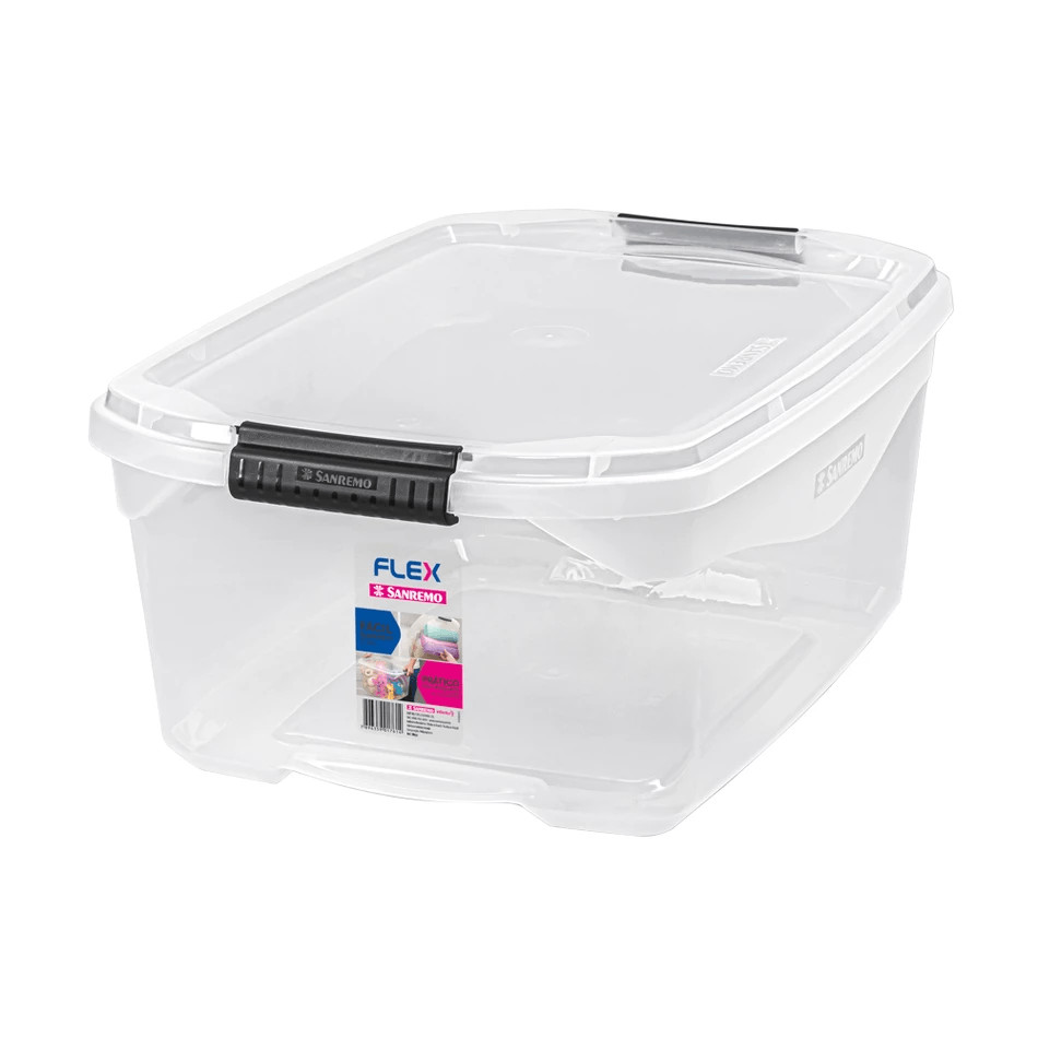 Kit Caixa Organizadora Transparente 20L Flex 3 Peças Sanremo