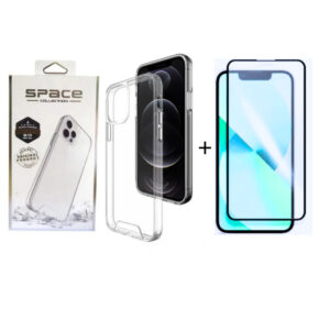 Kit Capa Capinha Space Anti Impacto Película 3D IPhone 11 12 13 14