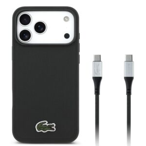 Kit Capa iPhone 17 Pro e Cabo Lacoste, Preta