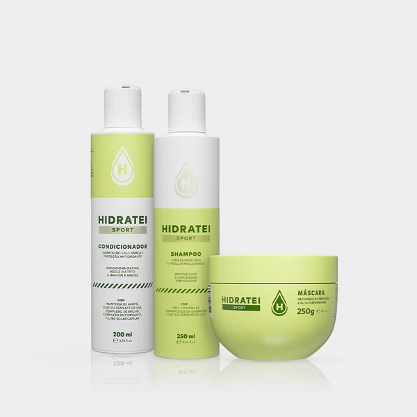 Kit Capilar Hidratei Sport Hidratação Pós Academia Brilho Maciez