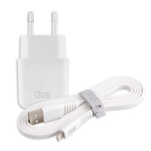 Kit Carregador De Parede Rápido Cabo Lightning Mfi i2GO para iPhone 5