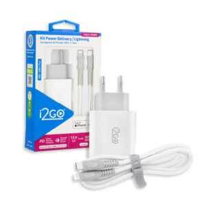 Kit Carregador de Parede Turbo 20w Saída USB C Cabo Lightinng i2GO — Celulares e Acessórios