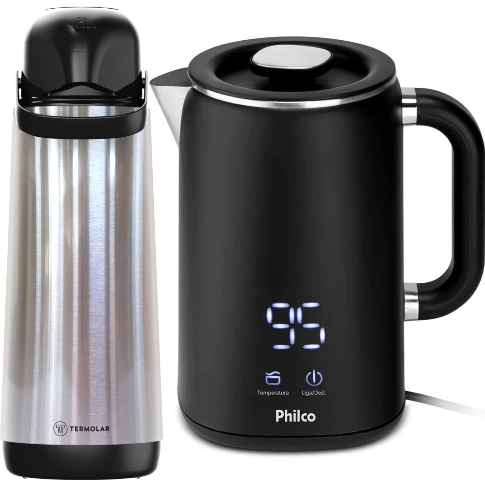 Kit Chaleira Elétrica Philco PCH18B 1,8L Digital Garrafa Térmica — Cozinha e Utensílios