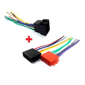 Kit Chicote Conector Macho e Femea 16 Vias Para Rádio Som Automotivo