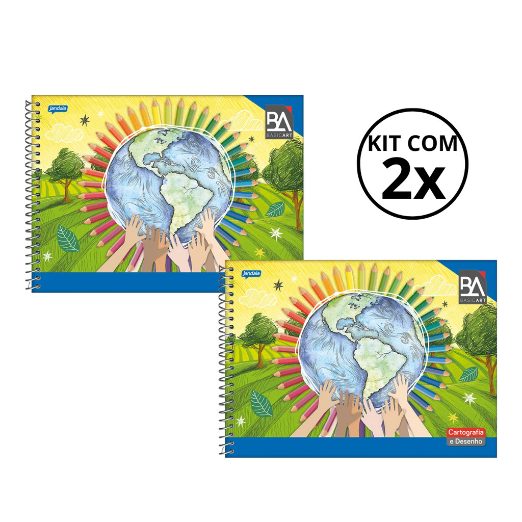 Kit Com 02 Caderno De Desenho Basic Art 48 Folhas Jandaia
