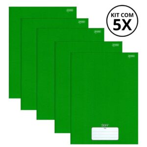 Kit Com 05 Caderno Brochura 80 Fls Capa dura Stiff Kits:verde