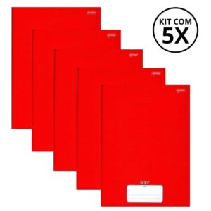 Kit Com 05 Caderno Brochura 80 Fls Capa dura Stiff Kits:vermelho