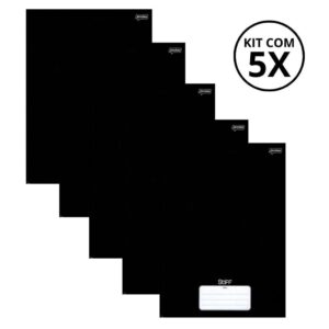 Kit Com 05 Caderno Brochura 96 Fls Capa dura Stiff Kits:preto