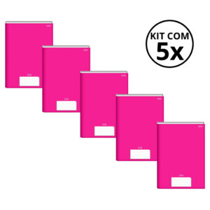 Kit Com 05 Caderno Brochura 96 Fls Capa dura Stiff Kits:rosa
