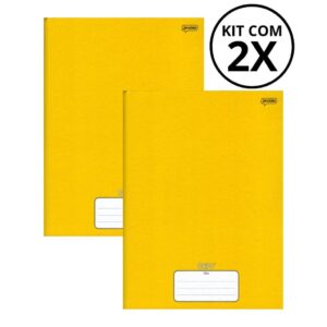 Kit Com 2 Caderno Brochura 96 Fls Pautado Capa Dura Stiff Cor:amarelo