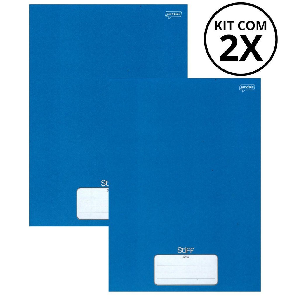 Kit Com 2 Caderno Brochura 96 Fls Pautado Capa Dura Stiff Cor:azul