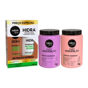 Kit com 2 Máscaras Sos Hidratação Shampoo e Condicionador Hidra Coco