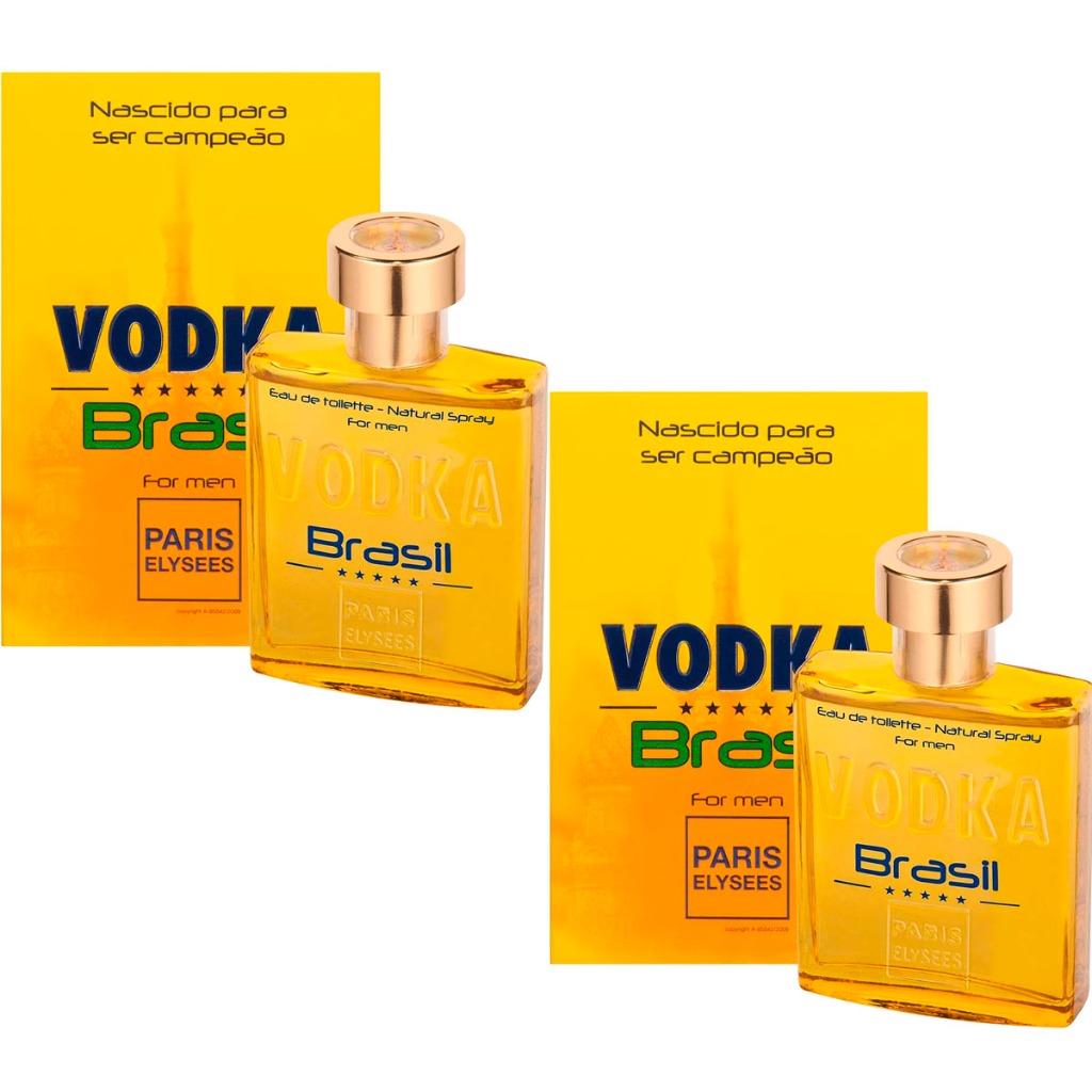 Kit Com 2 Perfumes Paris Elysees Vodka Brasil Amarelo 100ml