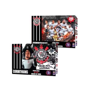 Kit com 2 Quebra-Cabeças Puzzle Coleção Futebol Corinthians 200 Peças