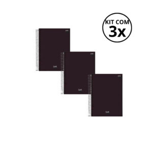 Kit Com 3 Cadernos de Arame Pequeno 1 4 200 Folhas Capa Dura Stiff