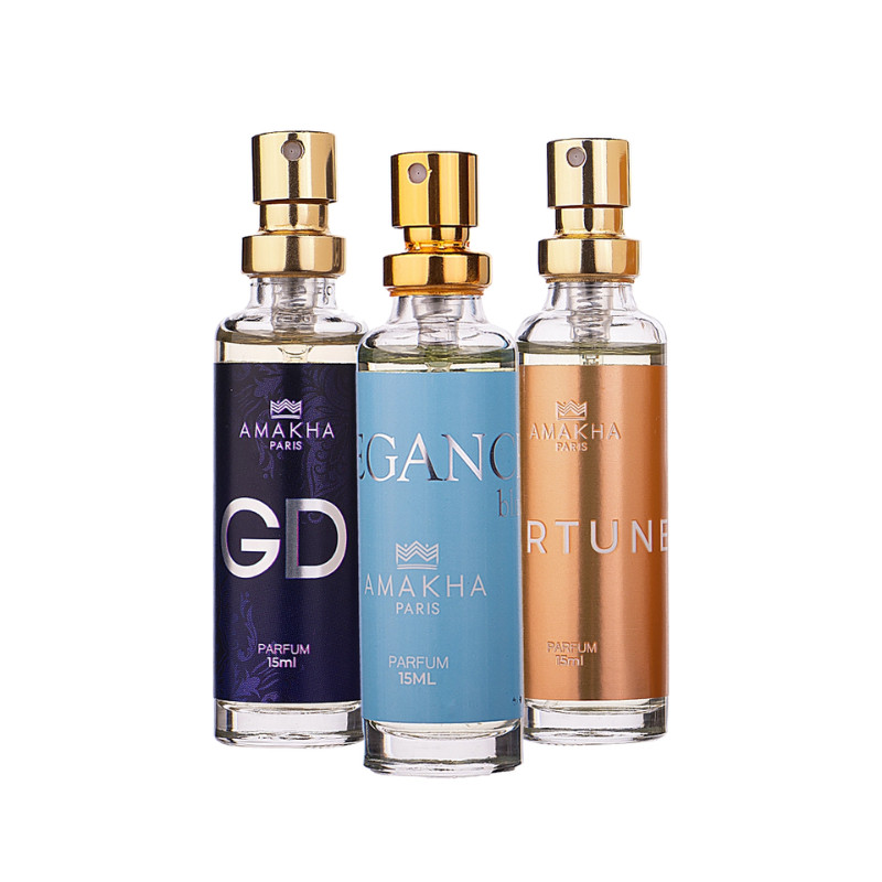 Kit com 3 Perfumes de Bolso 15ml Best-Sellers: GD Elegance Light Blue