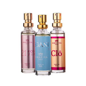 Kit com 3 Perfumes De Bolso Feminino 15ml: 521 Vip Rosé Elegance