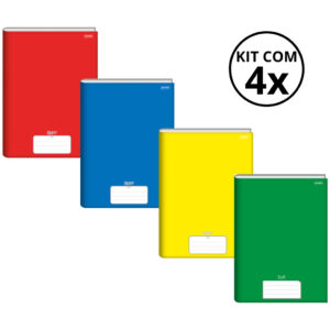Kit Com 4 Caderno Brochura 80 Fls Pautado Capa Dura Stiff Kits:kit 10