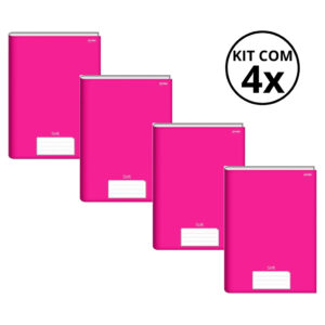 Kit Com 4 Caderno Brochura 96 Fls Pautado Capa Dura Stiff Kits:kit 02