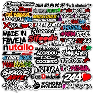 Kit com 50 Adesivos de Frases Variadas do Momento para Carro, Moto