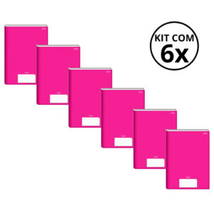 Kit Com 6 Caderno Brochura 96 Fls Pautado Capa Dura Stiff Kits:kit 05