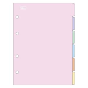 Kit com 6 Divisórias Para Caderno Argolado Universitario Tons Pasteis