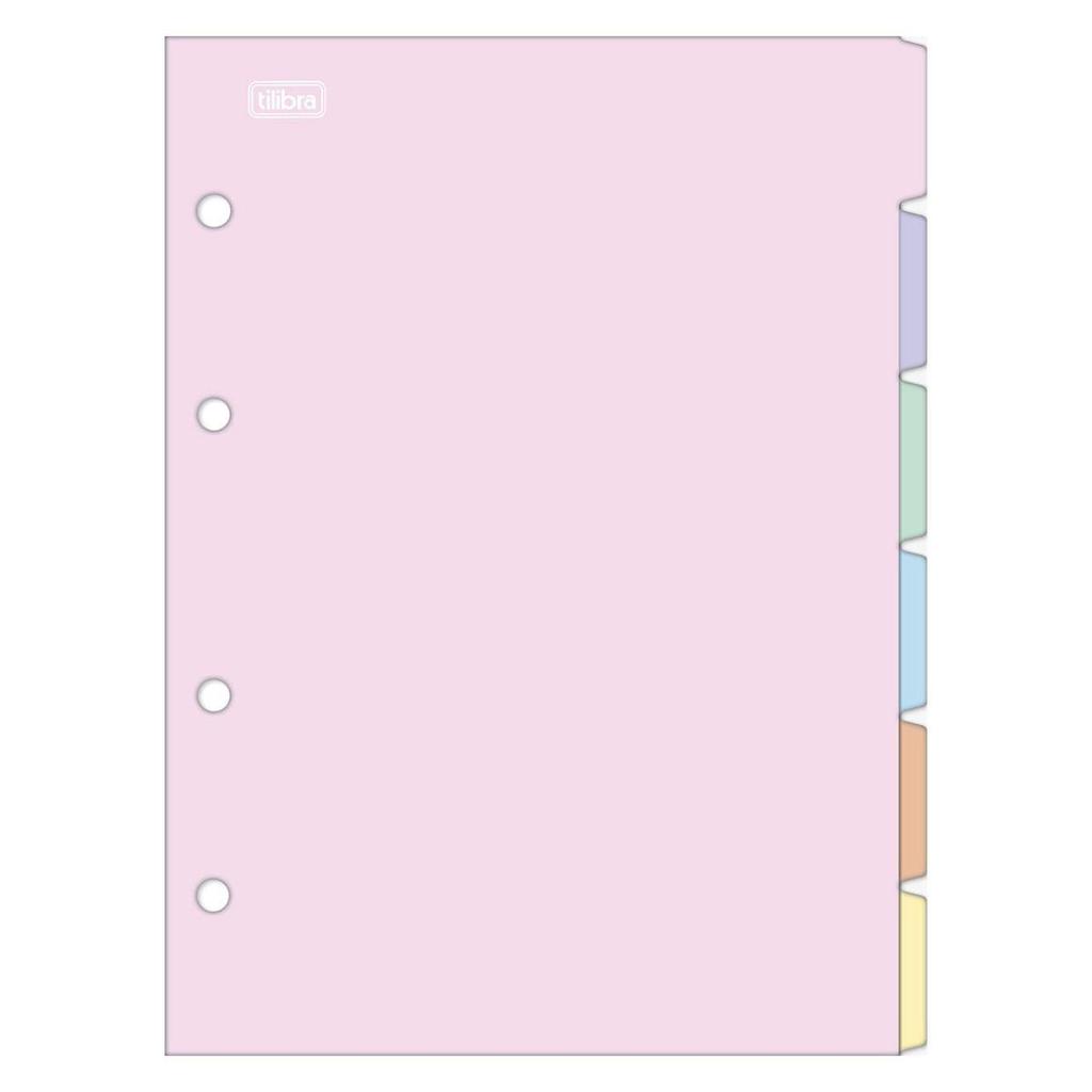 Kit com 6 Divisórias Para Caderno Argolado Universitario Tons Pasteis