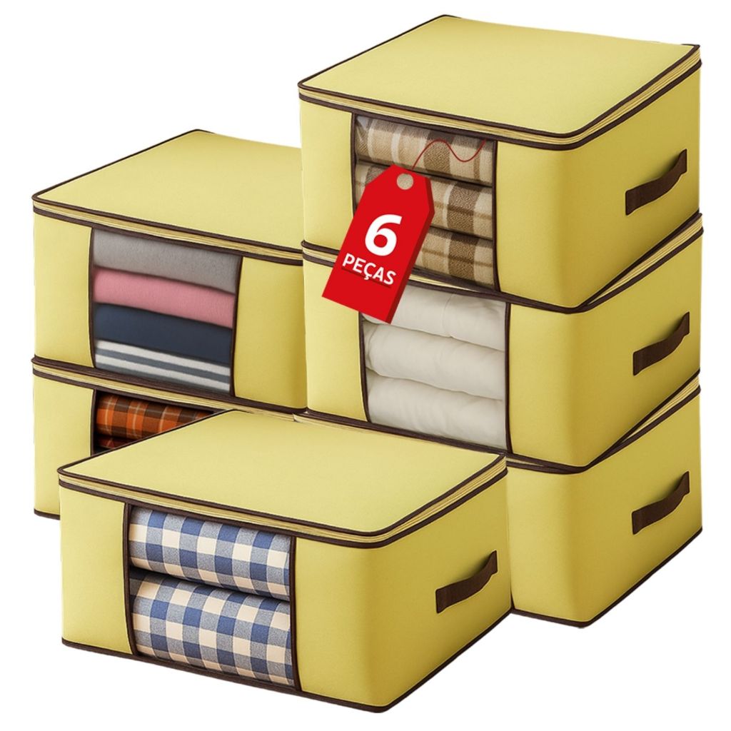 Kit com 6 e 4 Organizadores Bolsas Multiuso 40L para Roupas Edredom