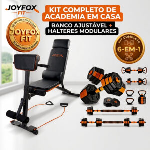 Kit Combo Academia em Casa Joyfox: Banco de Musculação Dobrável