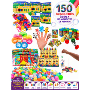 Kit Completo 150 Brinquedo com Saquinho Para Festa Lembrancinha