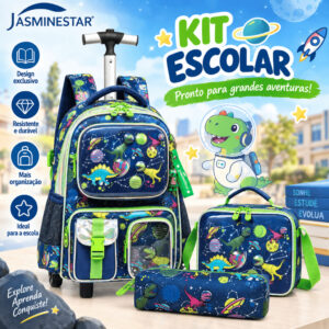 Kit Completo Mochila Lancheira Estojo Rodinha Infantil Escolar 3 — Bolsas e Mochilas