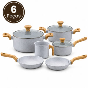 Kit Conjunto de Panelas 6 Peças Pratic Cook Grafite