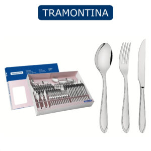 Kit Conjunto Jogo De Talheres Laguna Faqueiro 91 Peças em Aço Inox