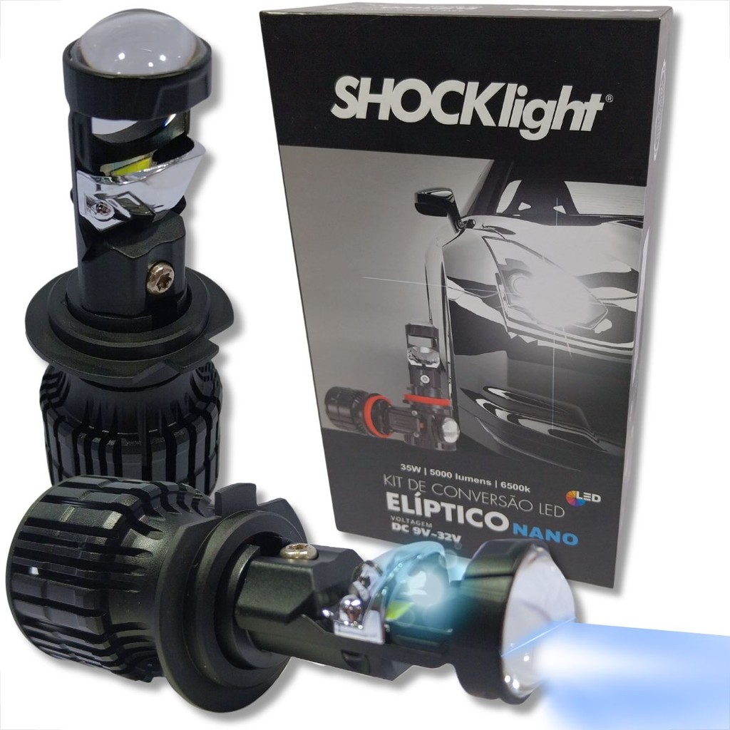 Kit Conversão Elíptico LED Nano H7 Projetor Mini Canhão Lâmpada 5000L
