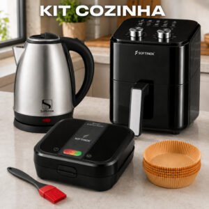 Kit Cozinha Air Fryer Fritadeira Elétrica 4,2L Chaleira Elétrica 1,8L