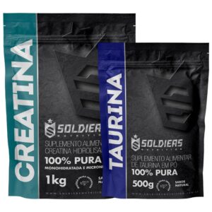 Kit Creatina 1kg Taurina 500g 100% Pura Soldiers Nutrition