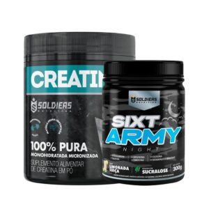 Kit Creatina 300g Pré Treino Sixt Army Night 300g Soldiers Nutrition