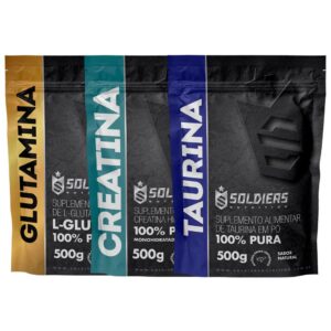 Kit Creatina 500g Taurina 500g Glutamina 500g Soldiers Nutrition