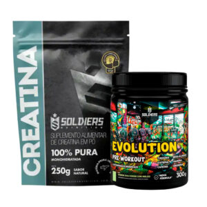 Kit Creatina Monohidratada Pré Treino Evolution 300g Aminoácidos
