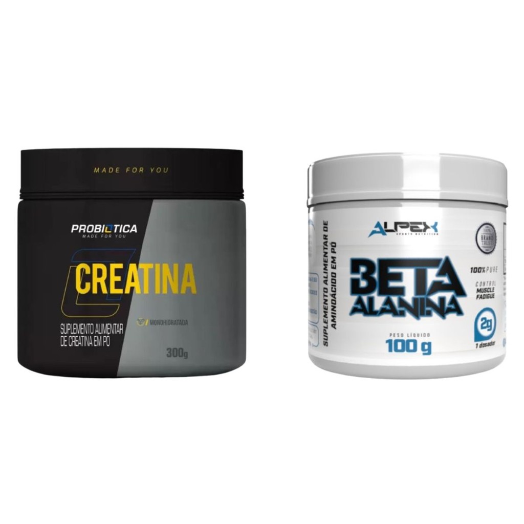 Kit Creatina Probiótica 300g Beta Alanina Alpex 100g — Suplementos