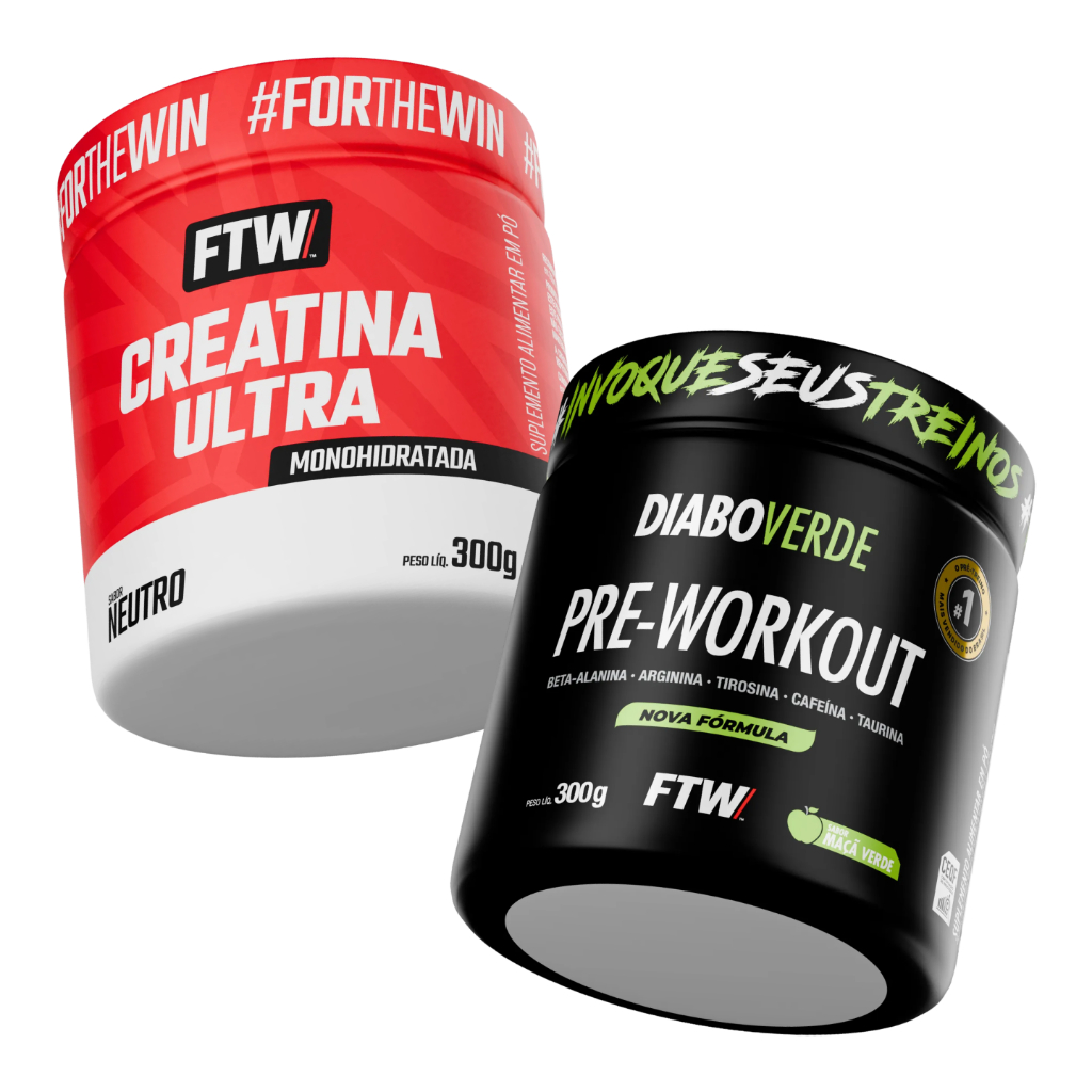Kit Creatina Ultra Pote 300g Pré-Treino Diabo Verde Pote 300g Ftw