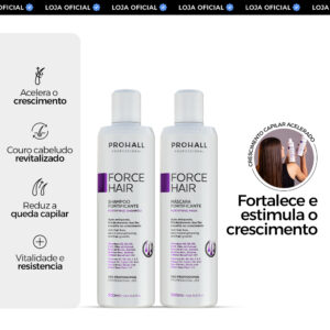 Kit Crescimento Capilar Acelerado: Shampoo Máscara Fortificante Force