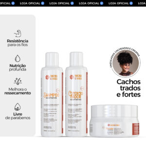 Kit Cuidado Diário Shampoo Condicionador e Máscara Cachos e Curvas