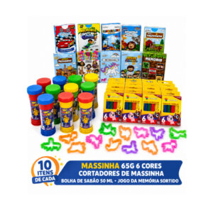 Kit Cxs 10 Massinha De Modelar 10 Sabão 10 Jogo Memoria Sortido 20